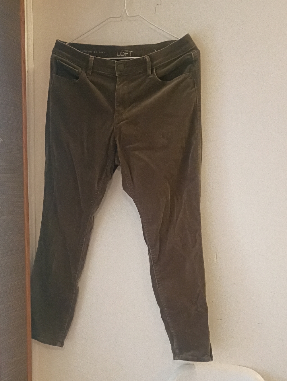 LOFT Olive Modern Skinny Ankle Corduroy Pants